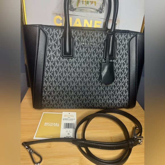 Michael Kors Black and Gray Satchel w crossbody strap nwt - Picture 1 of 5